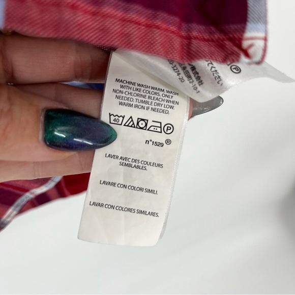 RALPH LAUREN Classic Fit Short Sleeve Button Down Cotton Red Blue Plaid XL - Picture 4 of 9